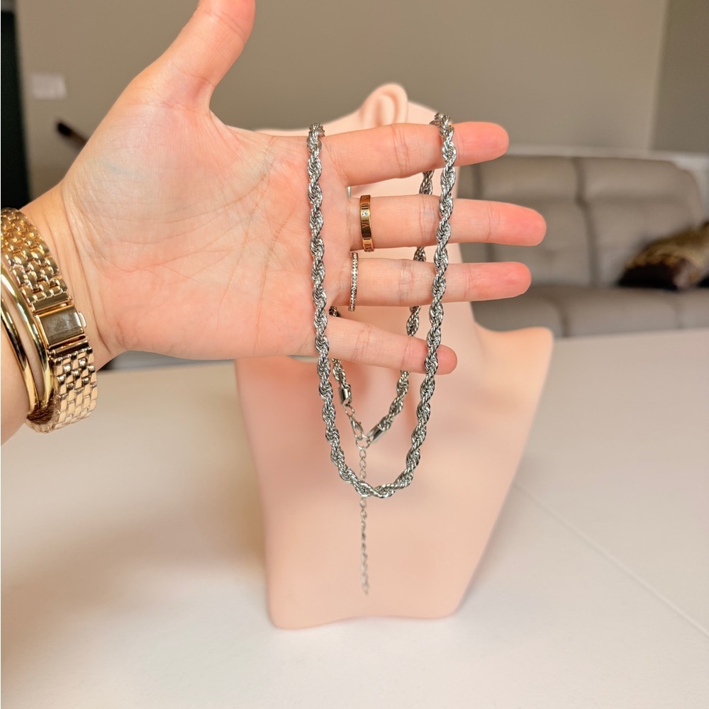 Classic Silver Rope Chain Necklace - Picture 7 of 12